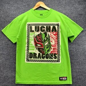 WWE Lucha Dragons Graphic‎ T Shirt Mens Medium Green Authentic Wear Wrestling